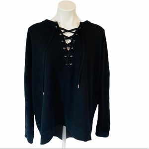 🆕AVA&VIV Black Lace Up Sweatshirt 3X